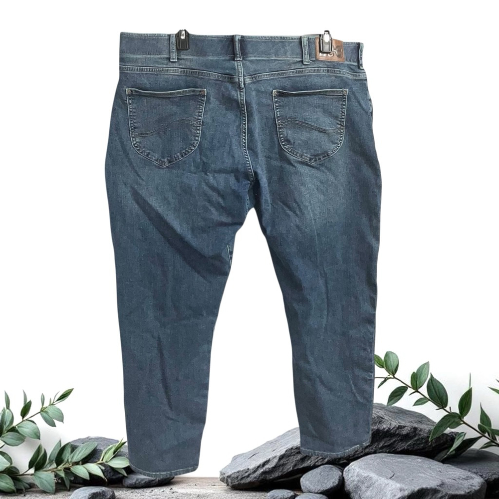 Lee Extreme Motion Straight Taper Faded Blue Jeans Contrast Stitching Men 42x30 - Picture 4 of 5